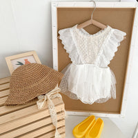 Load image into Gallery viewer, Baby Girls Solid Color Lace Embroidered Rompers Wholesale 220330248
