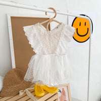 Load image into Gallery viewer, Baby Girls Solid Color Lace Embroidered Rompers Wholesale 220330248
