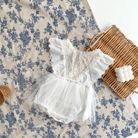 Load image into Gallery viewer, Baby Girls Solid Color Lace Embroidered Rompers Wholesale 220330248
