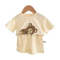 Load image into Gallery viewer, 2 Pieces Set Baby Unisex Animals Cartoon Print T-Shirts And Solid Color Shorts Wholesale 220330254
