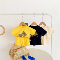 Load image into Gallery viewer, 2 Pieces Set Baby Unisex Animals Cartoon Print T-Shirts And Solid Color Shorts Wholesale 220330254
