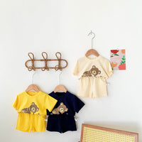 Load image into Gallery viewer, 2 Pieces Set Baby Unisex Animals Cartoon Print T-Shirts And Solid Color Shorts Wholesale 220330254
