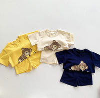 Load image into Gallery viewer, 2 Pieces Set Baby Unisex Animals Cartoon Print T-Shirts And Solid Color Shorts Wholesale 220330254
