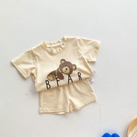 Load image into Gallery viewer, 2 Pieces Set Baby Unisex Animals Cartoon Print T-Shirts And Solid Color Shorts Wholesale 220330254
