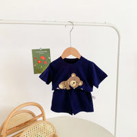 Load image into Gallery viewer, 2 Pieces Set Baby Unisex Animals Cartoon Print T-Shirts And Solid Color Shorts Wholesale 220330254
