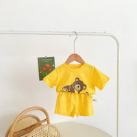 Load image into Gallery viewer, 2 Pieces Set Baby Unisex Animals Cartoon Print T-Shirts And Solid Color Shorts Wholesale 220330254
