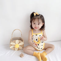 Load image into Gallery viewer, Baby Girls Striped Letters Expression Print Rompers Wholesale 220330255
