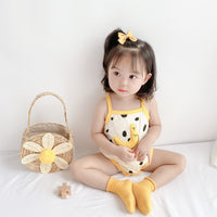 Load image into Gallery viewer, Baby Girls Striped Letters Expression Print Rompers Wholesale 220330255
