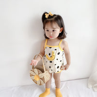 Load image into Gallery viewer, Baby Girls Striped Letters Expression Print Rompers Wholesale 220330255
