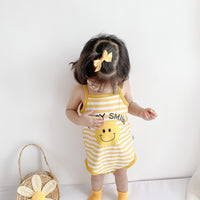 Load image into Gallery viewer, Baby Girls Striped Letters Expression Print Rompers Wholesale 220330255
