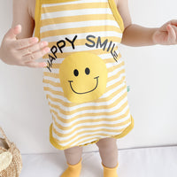 Load image into Gallery viewer, Baby Girls Striped Letters Expression Print Rompers Wholesale 220330255
