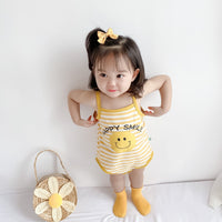 Load image into Gallery viewer, Baby Girls Striped Letters Expression Print Rompers Wholesale 220330255
