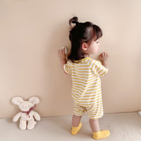 Load image into Gallery viewer, Baby Girls Striped Letters Expression Print Rompers Wholesale 220330255
