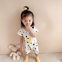 Load image into Gallery viewer, Baby Girls Striped Letters Expression Print Rompers Wholesale 220330255
