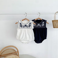 Load image into Gallery viewer, Baby Girls Flower Embroidered Rompers Wholesale 220330279
