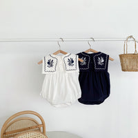 Load image into Gallery viewer, Baby Girls Flower Embroidered Rompers Wholesale 220330279
