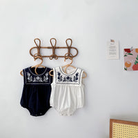 Load image into Gallery viewer, Baby Girls Flower Embroidered Rompers Wholesale 220330279
