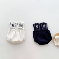 Load image into Gallery viewer, Baby Girls Flower Embroidered Rompers Wholesale 220330279
