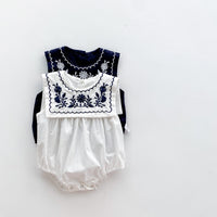 Load image into Gallery viewer, Baby Girls Flower Embroidered Rompers Wholesale 220330279
