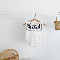 Load image into Gallery viewer, Baby Girls Flower Embroidered Rompers Wholesale 220330279
