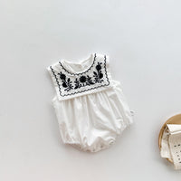 Load image into Gallery viewer, Baby Girls Flower Embroidered Rompers Wholesale 220330279
