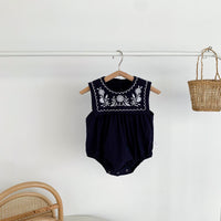 Load image into Gallery viewer, Baby Girls Flower Embroidered Rompers Wholesale 220330279
