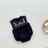 Load image into Gallery viewer, Baby Girls Flower Embroidered Rompers Wholesale 220330279
