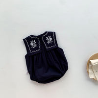 Load image into Gallery viewer, Baby Girls Flower Embroidered Rompers Wholesale 220330279
