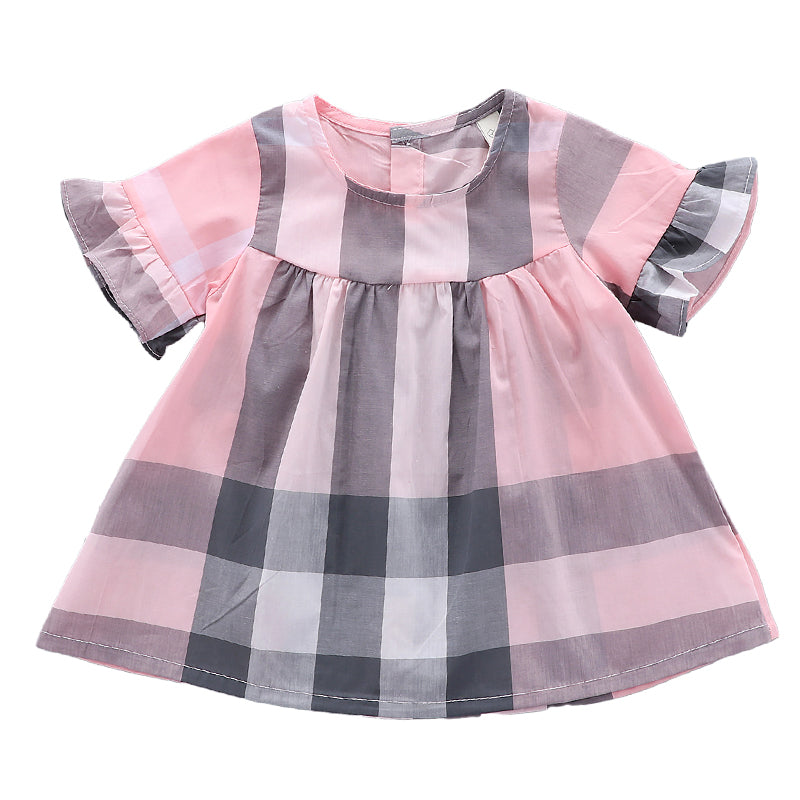 Baby Kid Girls Checked Dresses Wholesale 22033029