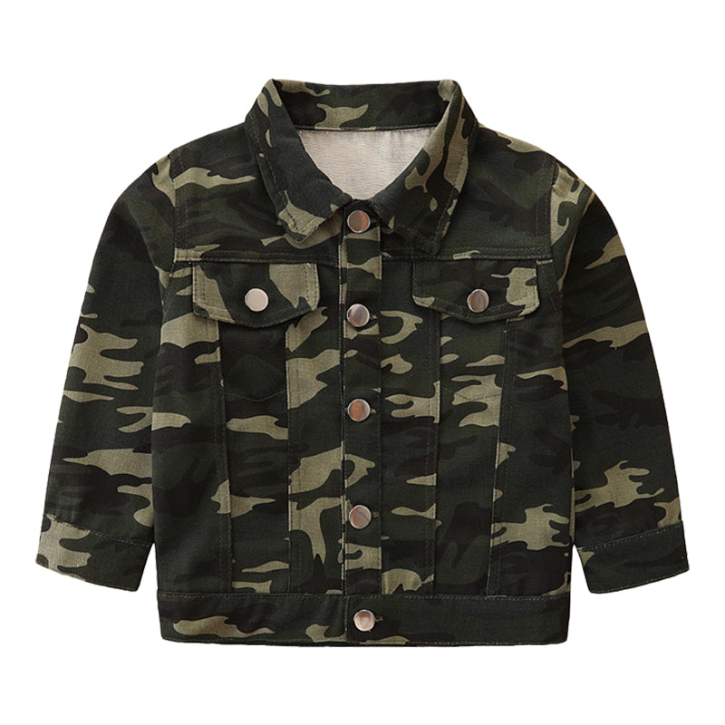 Baby Kid Boys Solid Color Camo Jackets Outwears Wholesale 220330300
