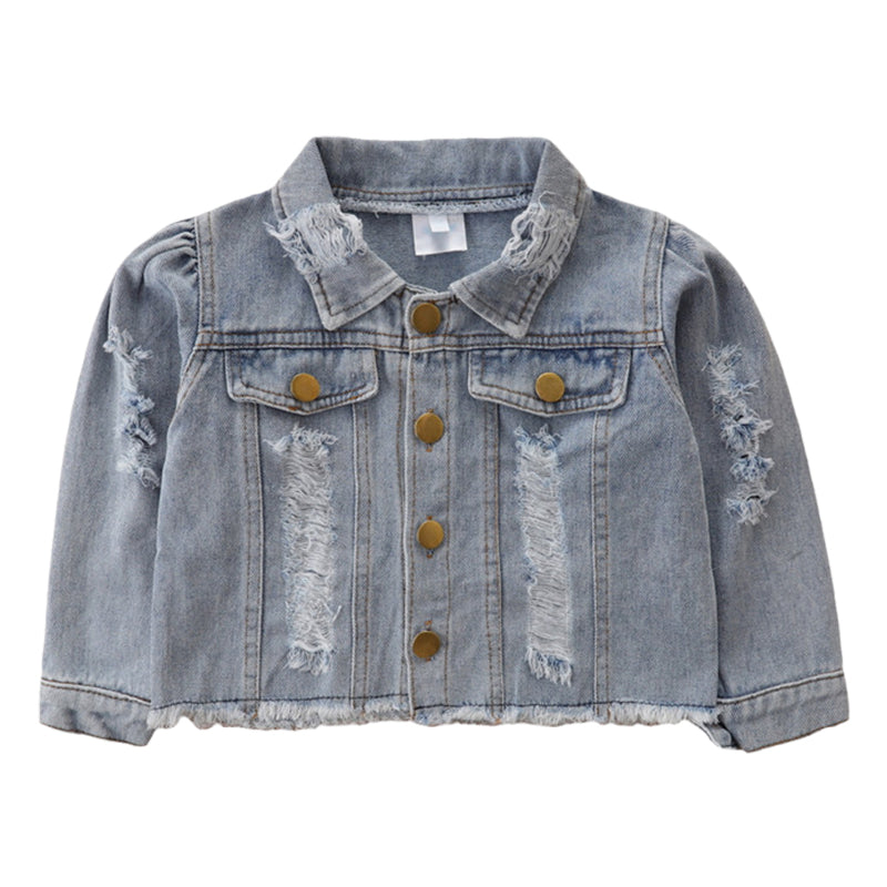 Baby Kid Unisex Ripped Jackets Outwears Wholesale 220330307