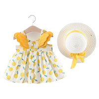 Load image into Gallery viewer, 2 Pieces Set Baby Girls Flower Hats And Bow Dresses Wholesale 220330319
