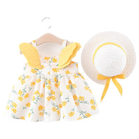 Load image into Gallery viewer, 2 Pieces Set Baby Girls Flower Hats And Bow Dresses Wholesale 220330319
