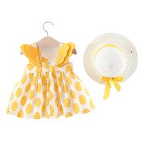 Load image into Gallery viewer, 2 Pieces Set Baby Girls Flower Hats And Bow Dresses Wholesale 220330319
