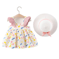 Load image into Gallery viewer, 2 Pieces Set Baby Girls Flower Hats And Bow Dresses Wholesale 220330319
