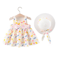 Load image into Gallery viewer, 2 Pieces Set Baby Girls Flower Hats And Bow Dresses Wholesale 220330319
