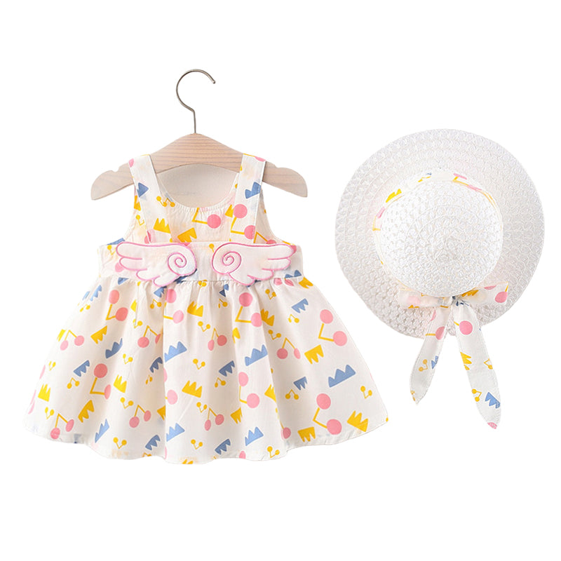 2 Pieces Set Baby Girls Flower Hats And Bow Dresses Wholesale 220330319