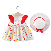 Load image into Gallery viewer, 2 Pieces Set Baby Girls Flower Hats And Bow Dresses Wholesale 220330319
