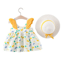 Load image into Gallery viewer, 2 Pieces Set Baby Girls Flower Hats And Bow Dresses Wholesale 220330319
