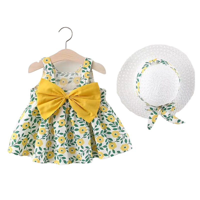 2 Pieces Set Baby Girls Flower Hats And Bow Dresses Wholesale 220330321