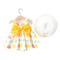 Load image into Gallery viewer, 2 Pieces Set Baby Girls Flower Hats And Bow Dresses Wholesale 220330321
