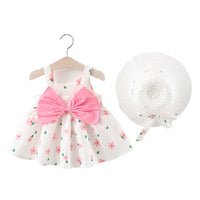 Load image into Gallery viewer, 2 Pieces Set Baby Girls Flower Hats And Bow Dresses Wholesale 220330321
