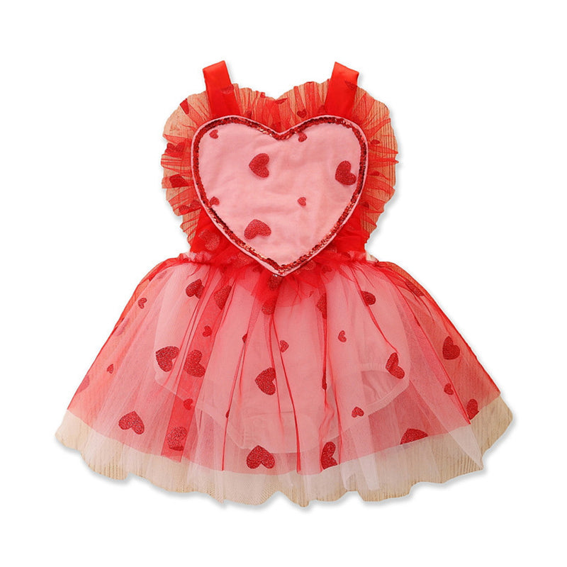Baby Girls Love heart Valentine's Day Dresses Wholesale 220330334