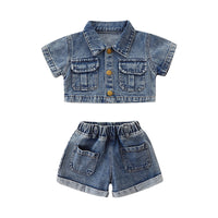 Load image into Gallery viewer, 2 Pieces Set Baby Kid Girls Solid Color Jackets&amp;Outwears And Shorts Wholesale 220330341
