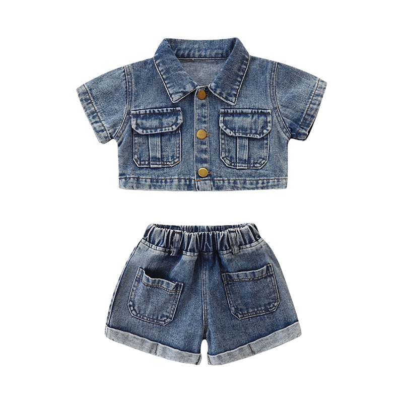 2 Pieces Set Baby Kid Girls Solid Color Jackets&Outwears And Shorts Wholesale 220330341