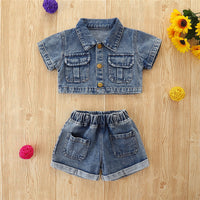 Load image into Gallery viewer, 2 Pieces Set Baby Kid Girls Solid Color Jackets&amp;Outwears And Shorts Wholesale 220330341
