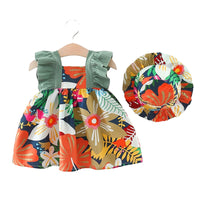 Load image into Gallery viewer, Baby Kid Girls Flower Print Beach Dresses And Hats Wholesale 220330357
