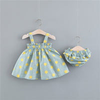 Load image into Gallery viewer, 2 Pieces Set Baby Girls Polka dots Checked Print Tops And Shorts Wholesale 22033036
