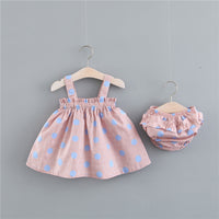 Load image into Gallery viewer, 2 Pieces Set Baby Girls Polka dots Checked Print Tops And Shorts Wholesale 22033036
