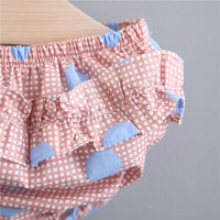 Load image into Gallery viewer, 2 Pieces Set Baby Girls Polka dots Checked Print Tops And Shorts Wholesale 22033036
